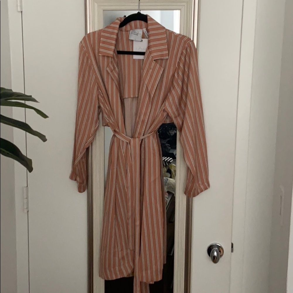 Brand new L’Academie stripped duster jacket